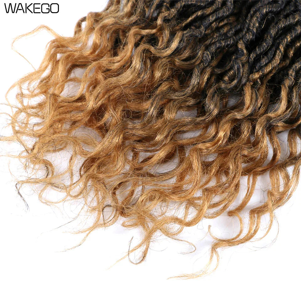 Goddess Faux Locs Crochet Hair | 18" Soft Curly Braids | Ombre Dreadlocks Extensions | 24 Strands/Pack by Luxegan