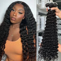 Queenlike 24 26 28 Inch Deep Wave Human Hair Bundles | Brazilian Remy Hair Extensions | Deep Curly Weave by Luxegan