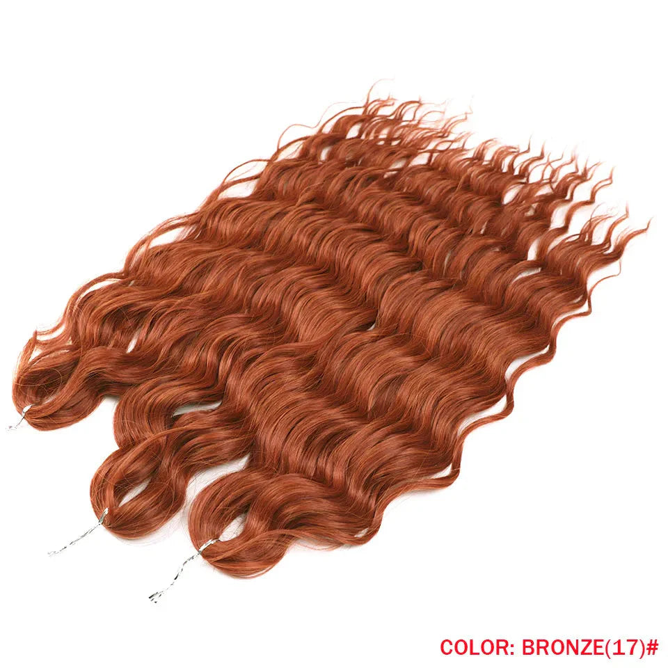 24" Orange Twist Crochet Hair | Synthetic Deep Wave Braiding Hair Extensions | Water Wave Hair | Heat Resistant Fiber | 60 Strands/Pack by Luxegan