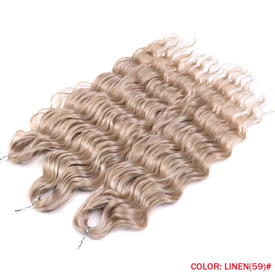 24" Orange Twist Crochet Hair | Synthetic Deep Wave Braiding Hair Extensions | Water Wave Hair | Heat Resistant Fiber | 60 Strands/Pack by Luxegan