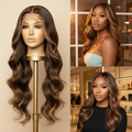 65CM Highlight Blonde & Honey Piano Color Lace Front Human Hair Wig | Brazilian Body Wave Lace Wig for Women by Luxegan
