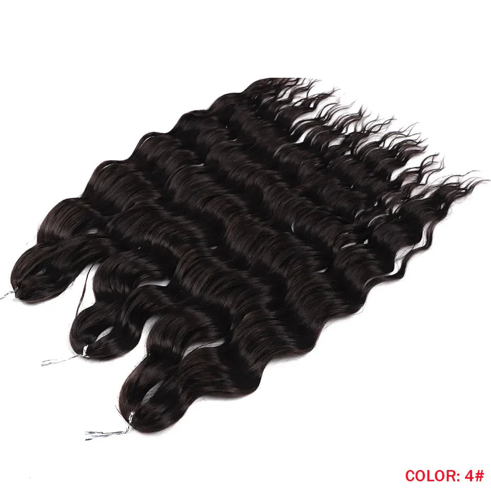 24" Orange Twist Crochet Hair | Synthetic Deep Wave Braiding Hair Extensions | Water Wave Hair | Heat Resistant Fiber | 60 Strands/Pack by Luxegan