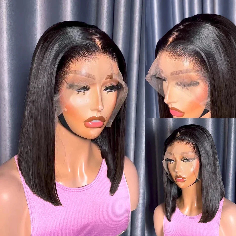 180% Density 13x4 Bone Straight Bob Wig | Brazilian Remy Hair | Transparent Lace Frontal Wig by Luxegan