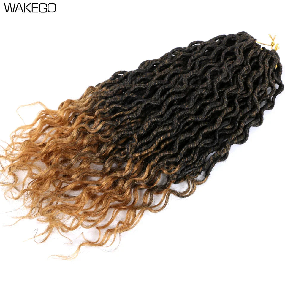 Goddess Faux Locs Crochet Hair | 18" Soft Curly Braids | Ombre Dreadlocks Extensions | 24 Strands/Pack by Luxegan
