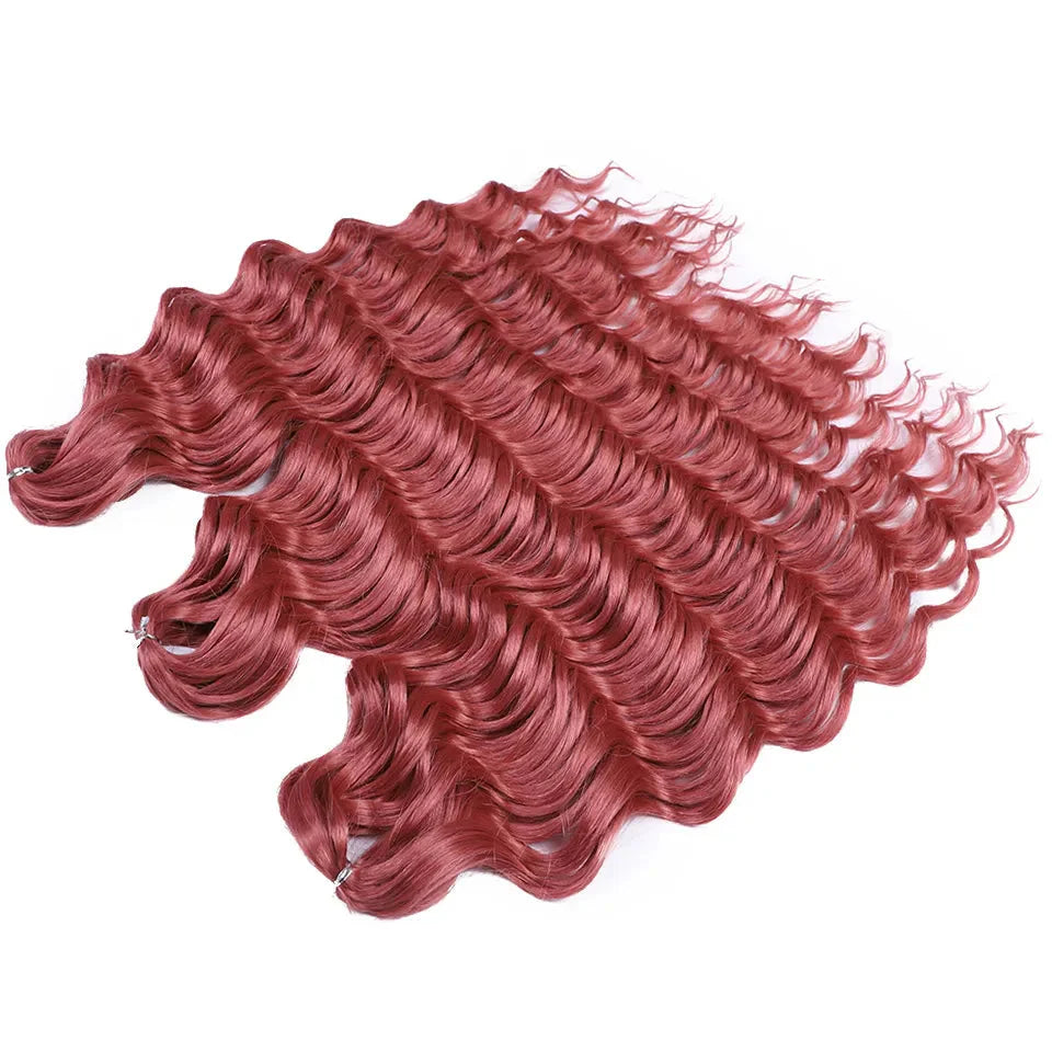 24" Orange Twist Crochet Hair | Synthetic Deep Wave Braiding Hair Extensions | Water Wave Hair | Heat Resistant Fiber | 60 Strands/Pack by Luxegan