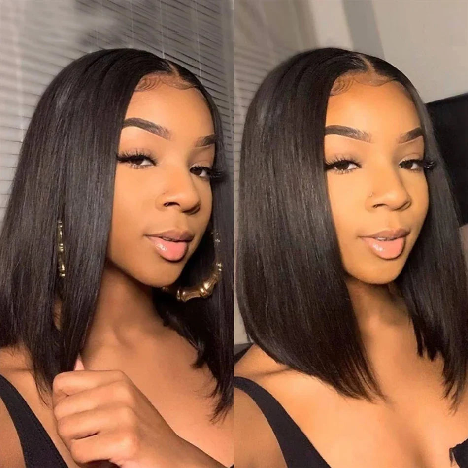 180% Density 13x4 Bone Straight Bob Wig | Brazilian Remy Hair | Transparent Lace Frontal Wig by Luxegan