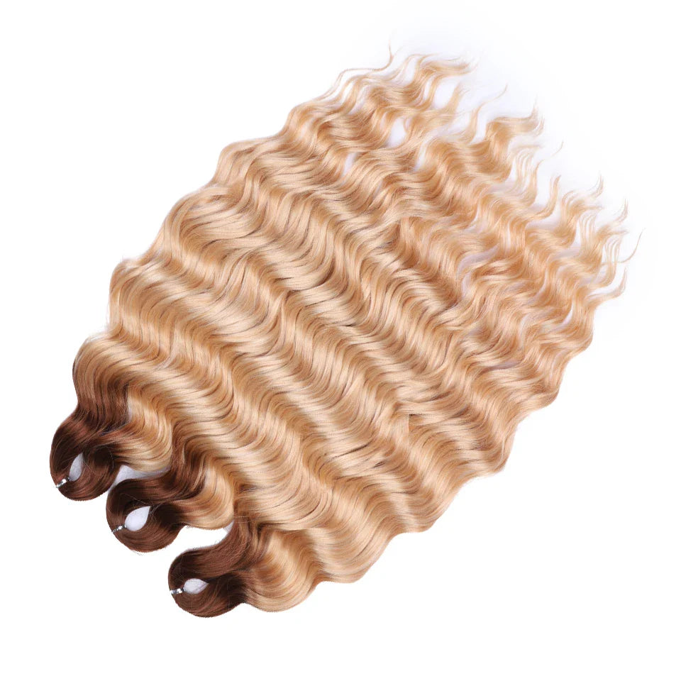 24" Orange Twist Crochet Hair | Synthetic Deep Wave Braiding Hair Extensions | Water Wave Hair | Heat Resistant Fiber | 60 Strands/Pack by Luxegan