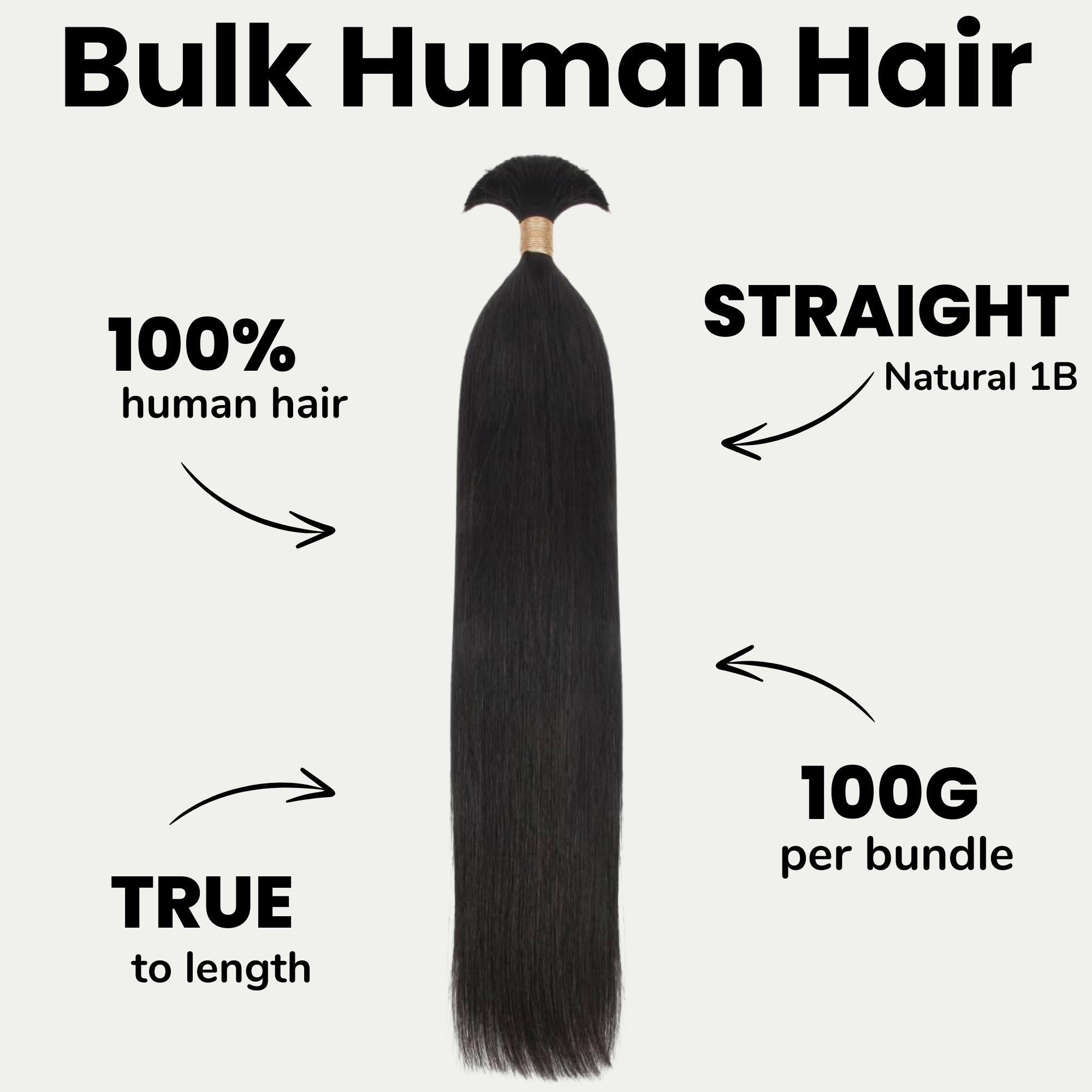 Straight Bulk 100% Human Braiding Hair by Private Label