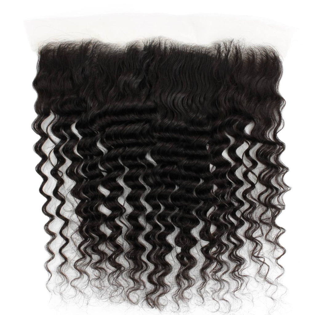 Deep Wave 13x4 Transparent Lace Human Hair Frontal by Private Label