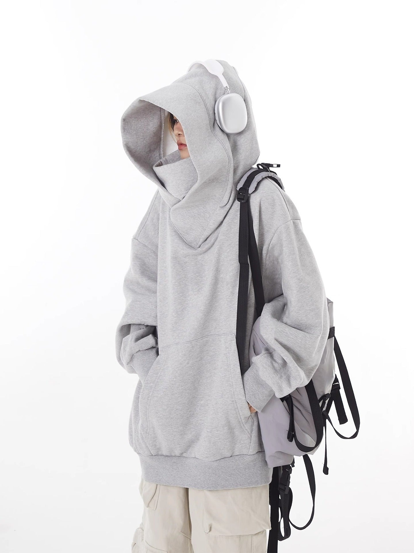 Loose High Collar Fleece Lined Hoodie by Ovriluxe Enterprises llc