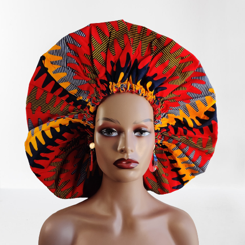 Duma Mbili XL Silk Lined African Print Bonnet by Duma Mbili LLC