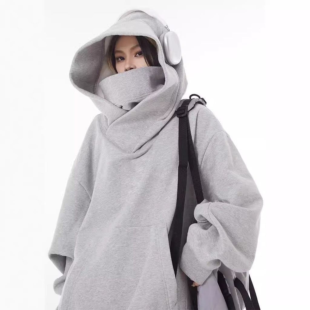 Loose High Collar Fleece Lined Hoodie by Ovriluxe Enterprises llc