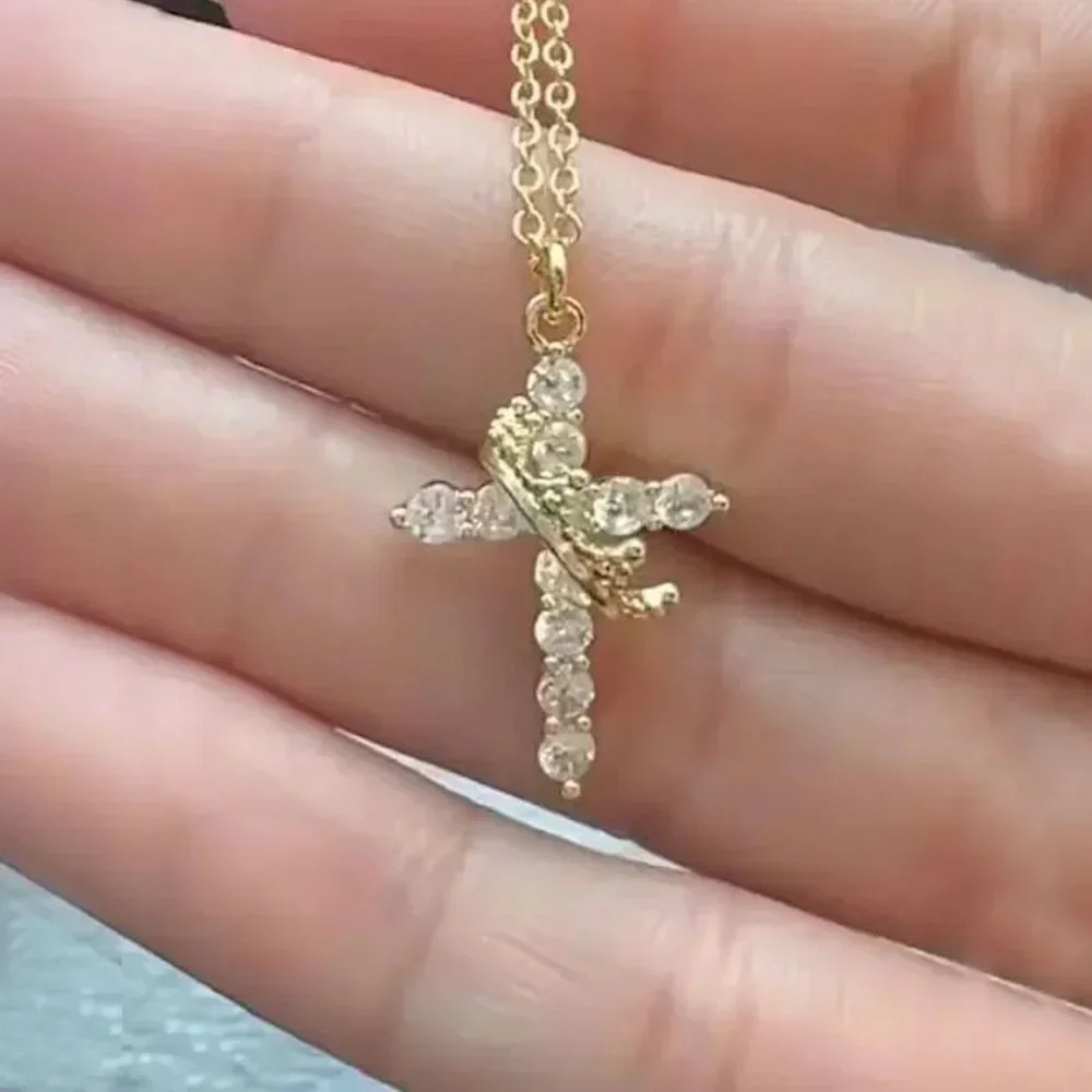Crown Cross Necklace by Ovriluxe Enterprises llc