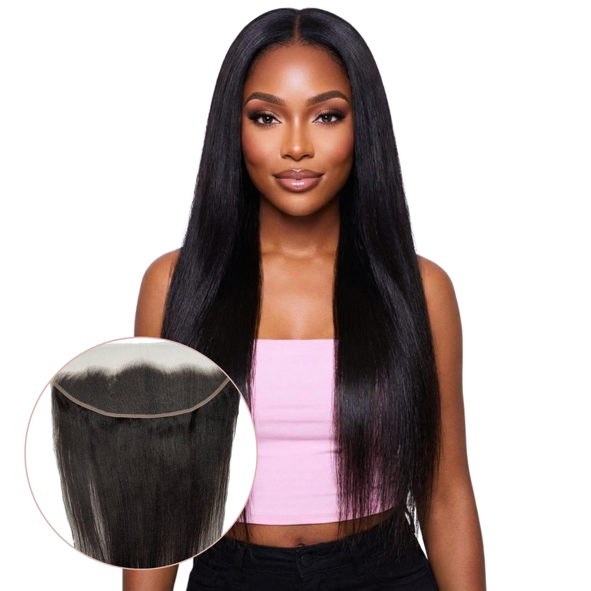 Yaki Straight 13x4 HD Lace Human Hair Frontal by Private Label