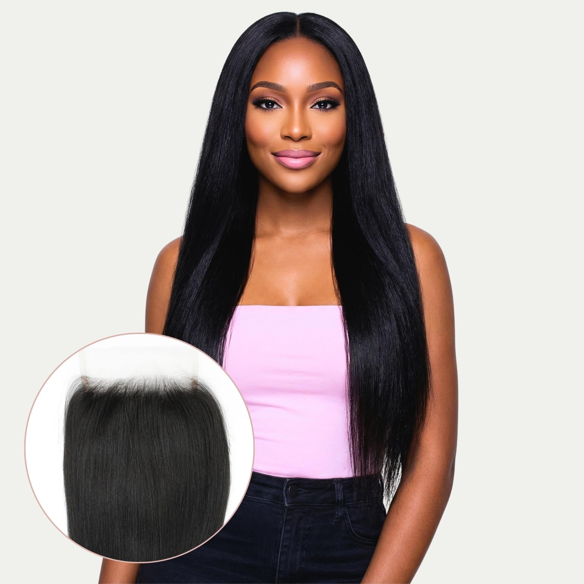 Yaki Straight 5x5 HD Lace Human Hair Closure by Private Label