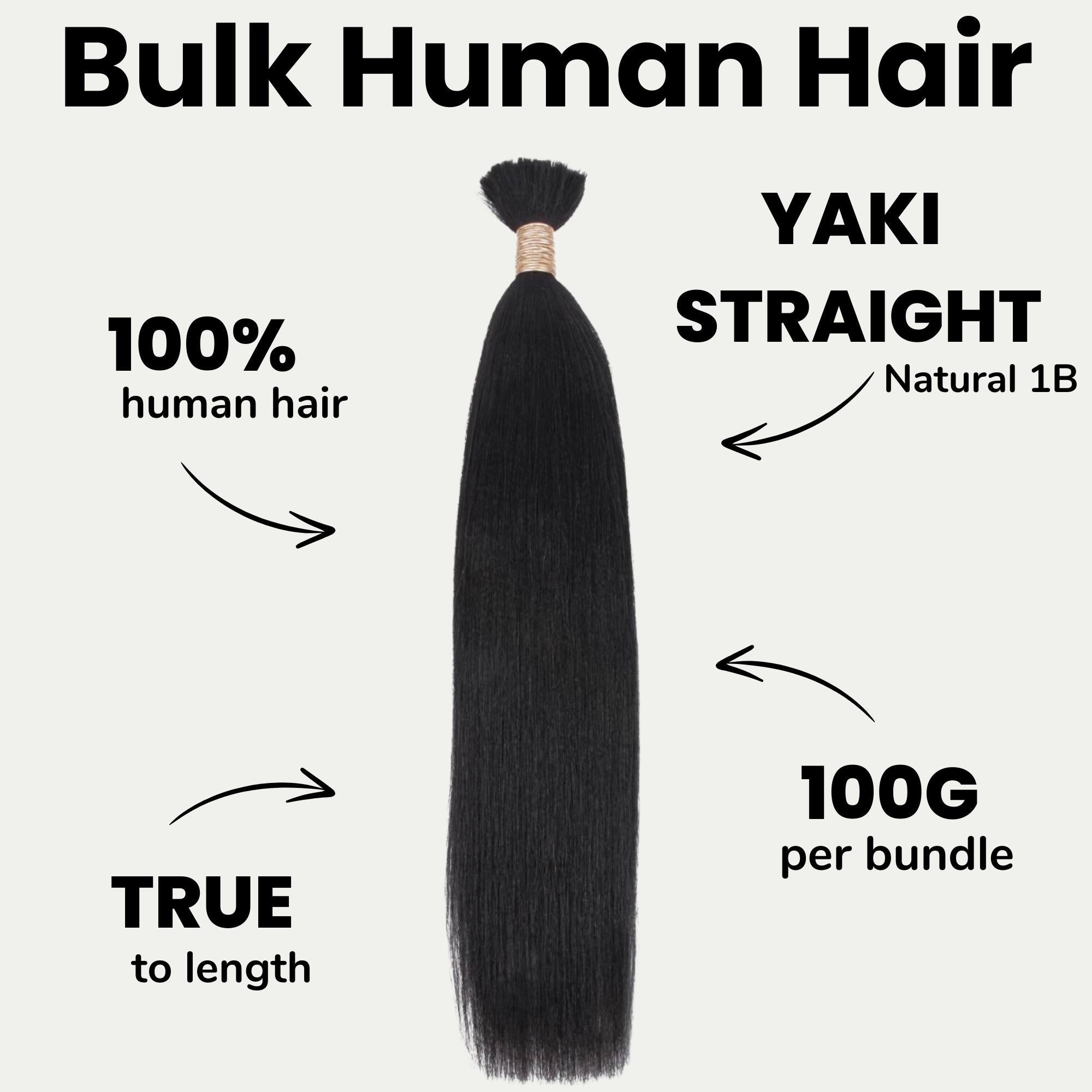 Yaki Straight Bulk 100% Human Braiding Hair by Private Label