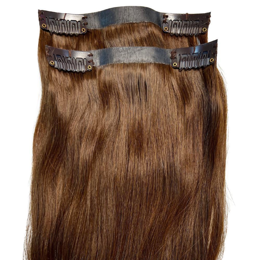 Medium Brown Seamless Clip-In 100% Human Hair Extensions by Private Label