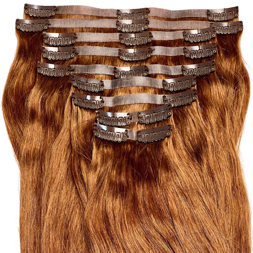 Auburn Seamless Clip-In 100% Human Hair Extensions by Private Label