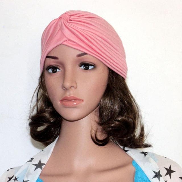Autumn Winter Warm Headwear Soft Shine Silver Gold Lightweight Knot Twist Turban Headbands Cap Casual Streetwear Hats For Women by Stevvex