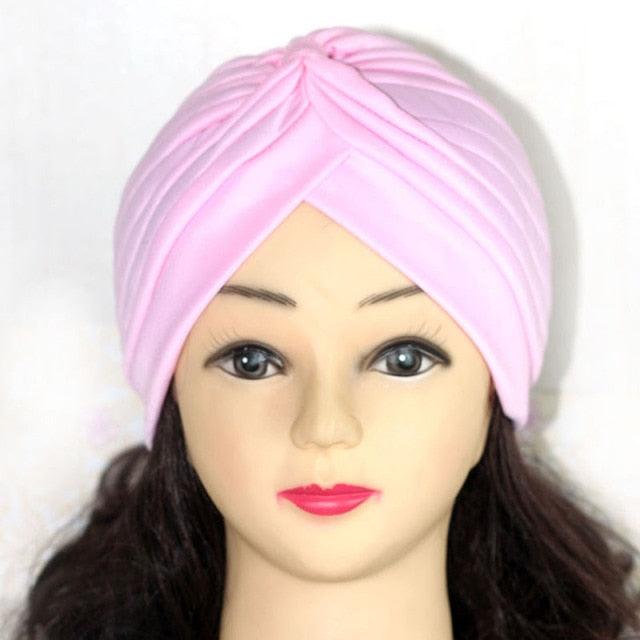 Autumn Winter Warm Headwear Soft Shine Silver Gold Lightweight Knot Twist Turban Headbands Cap Casual Streetwear Hats For Women by Stevvex
