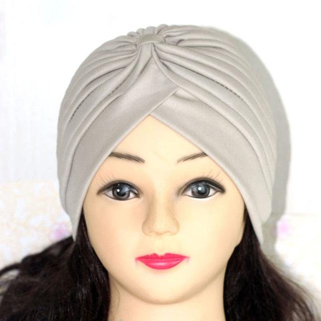 Autumn Winter Warm Headwear Soft Shine Silver Gold Lightweight Knot Twist Turban Headbands Cap Casual Streetwear Hats For Women by Stevvex