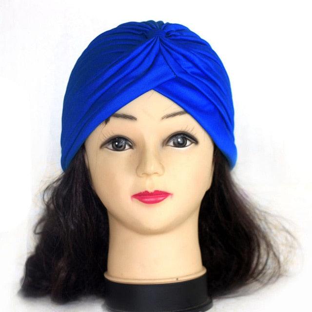 Autumn Winter Warm Headwear Soft Shine Silver Gold Lightweight Knot Twist Turban Headbands Cap Casual Streetwear Hats For Women by Stevvex