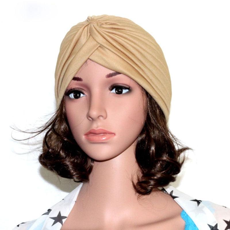 Autumn Winter Warm Headwear Soft Shine Silver Gold Lightweight Knot Twist Turban Headbands Cap Casual Streetwear Hats For Women by Stevvex