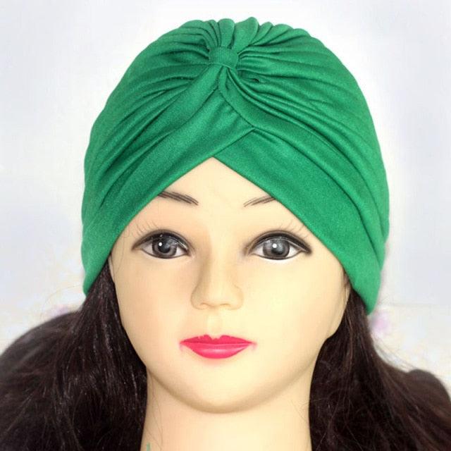 Autumn Winter Warm Headwear Soft Shine Silver Gold Lightweight Knot Twist Turban Headbands Cap Casual Streetwear Hats For Women by Stevvex
