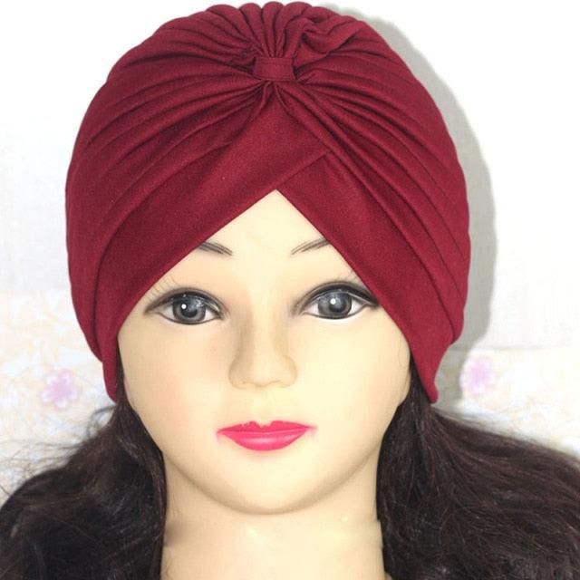 Autumn Winter Warm Headwear Soft Shine Silver Gold Lightweight Knot Twist Turban Headbands Cap Casual Streetwear Hats For Women by Stevvex