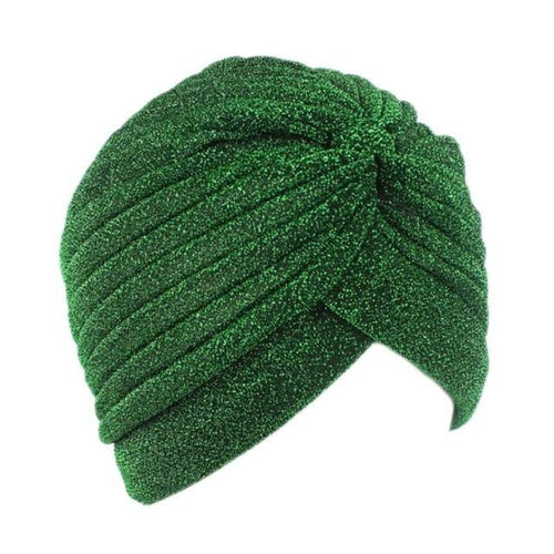 Autumn Winter Warm Headwear Soft Shine Silver Gold Lightweight Knot Twist Turban Headbands Cap Casual Streetwear Hats For Women by Stevvex