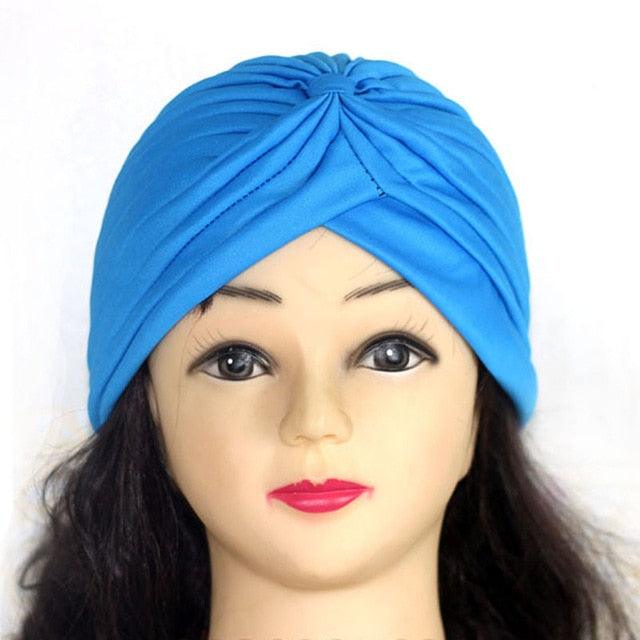 Autumn Winter Warm Headwear Soft Shine Silver Gold Lightweight Knot Twist Turban Headbands Cap Casual Streetwear Hats For Women by Stevvex