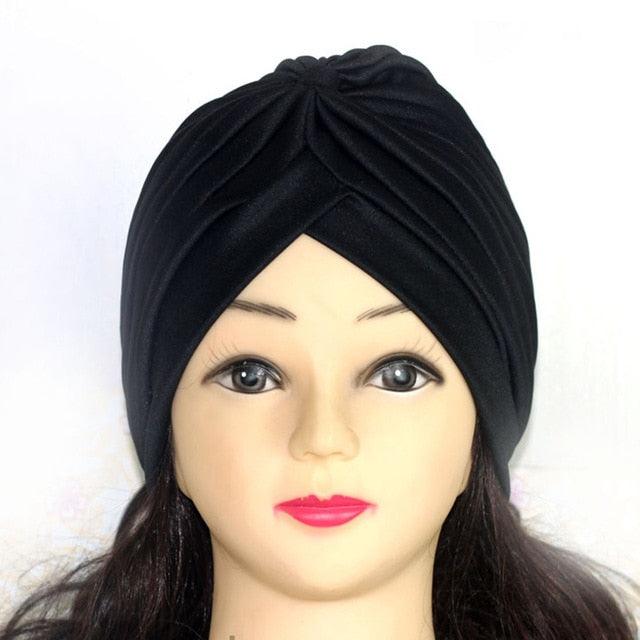 Autumn Winter Warm Headwear Soft Shine Silver Gold Lightweight Knot Twist Turban Headbands Cap Casual Streetwear Hats For Women by Stevvex