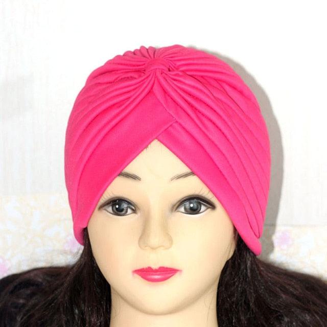 Autumn Winter Warm Headwear Soft Shine Silver Gold Lightweight Knot Twist Turban Headbands Cap Casual Streetwear Hats For Women by Stevvex