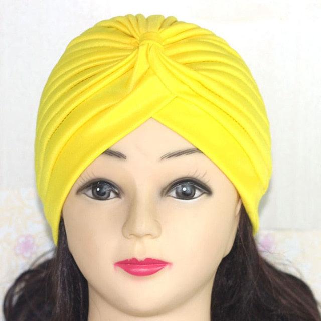 Autumn Winter Warm Headwear Soft Shine Silver Gold Lightweight Knot Twist Turban Headbands Cap Casual Streetwear Hats For Women by Stevvex