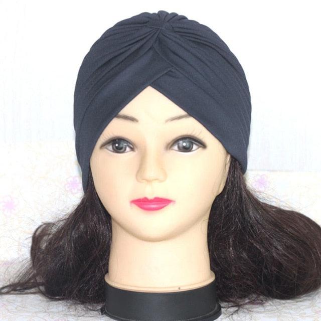 Autumn Winter Warm Headwear Soft Shine Silver Gold Lightweight Knot Twist Turban Headbands Cap Casual Streetwear Hats For Women by Stevvex