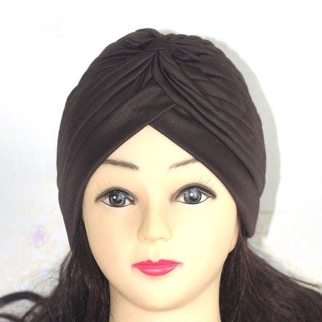 Autumn Winter Warm Headwear Soft Shine Silver Gold Lightweight Knot Twist Turban Headbands Cap Casual Streetwear Hats For Women by Stevvex