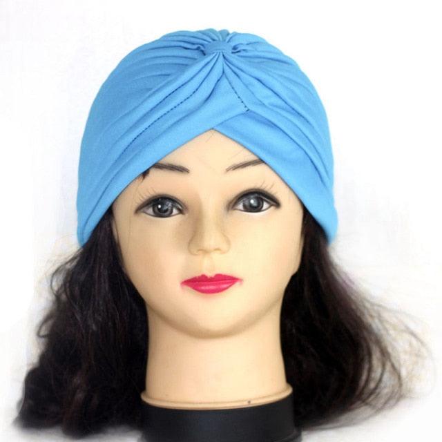 Autumn Winter Warm Headwear Soft Shine Silver Gold Lightweight Knot Twist Turban Headbands Cap Casual Streetwear Hats For Women by Stevvex