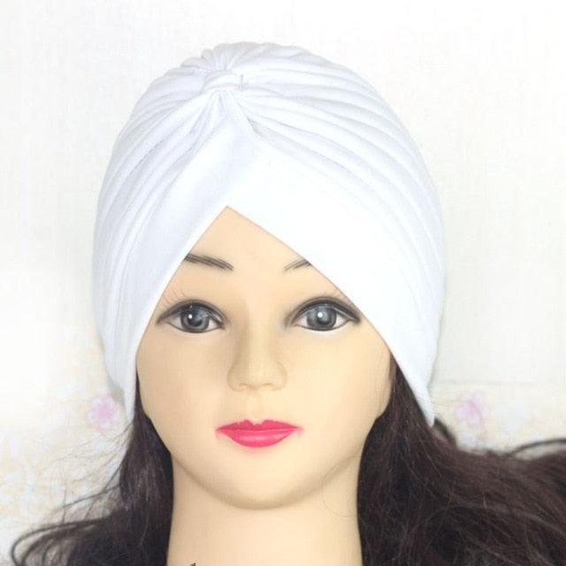 Autumn Winter Warm Headwear Soft Shine Silver Gold Lightweight Knot Twist Turban Headbands Cap Casual Streetwear Hats For Women by Stevvex