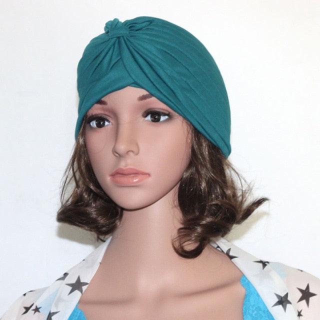 Autumn Winter Warm Headwear Soft Shine Silver Gold Lightweight Knot Twist Turban Headbands Cap Casual Streetwear Hats For Women by Stevvex
