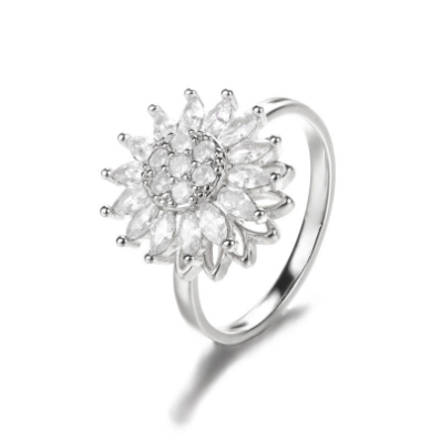 Sunflower Rotation Ring for Anxiety Relief by Ovriluxe Enterprises llc