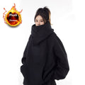 Loose High Collar Fleece Lined Hoodie by Ovriluxe Enterprises llc