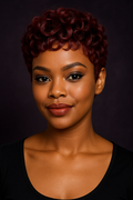 Berry Baddie –Curly Pixie Lace Front Wig (Burgundy Red) by Crown'd Cuties