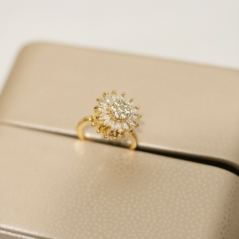 Sunflower Rotation Ring for Anxiety Relief by Ovriluxe Enterprises llc