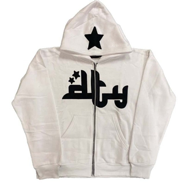 Star Printed Zip Up Hoodies by Ovriluxe Enterprises llc