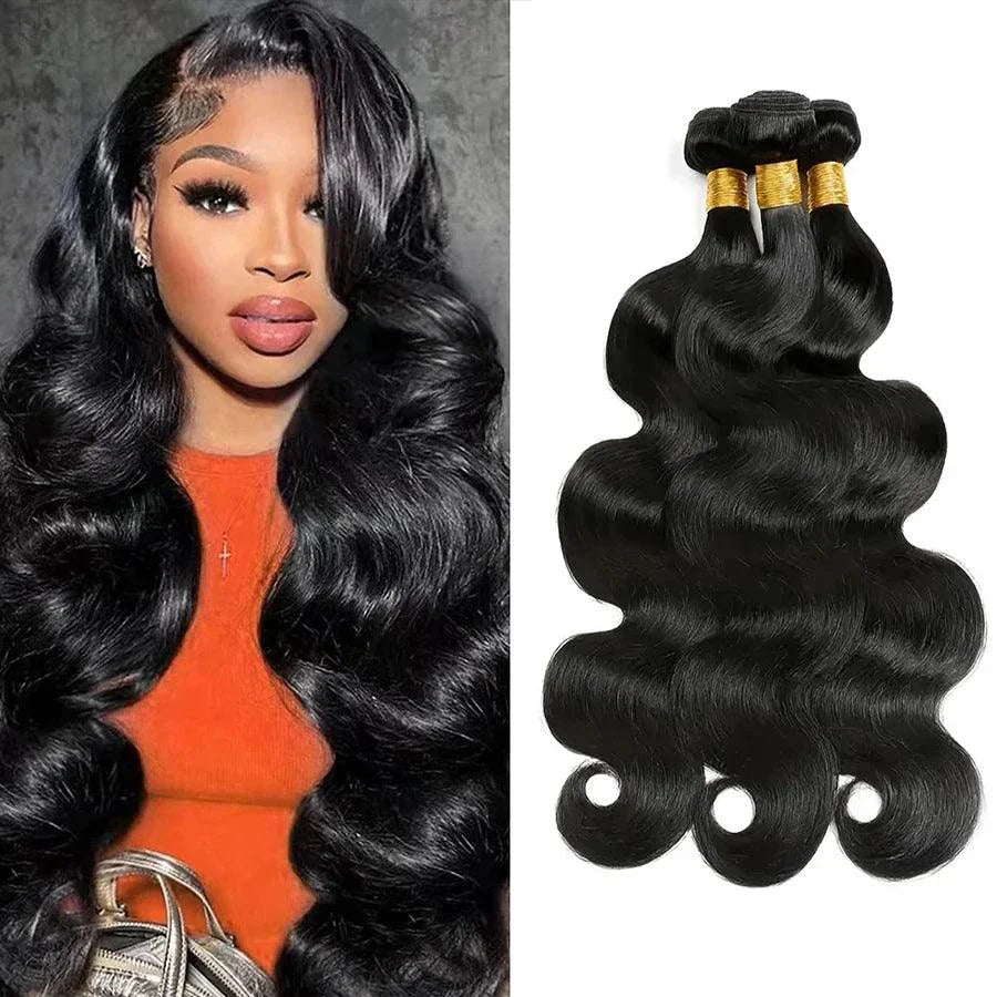 Brazilian Body Wave Hair Bundles - 100% Human Hair Extensions 3 PCS by MANDOTOS