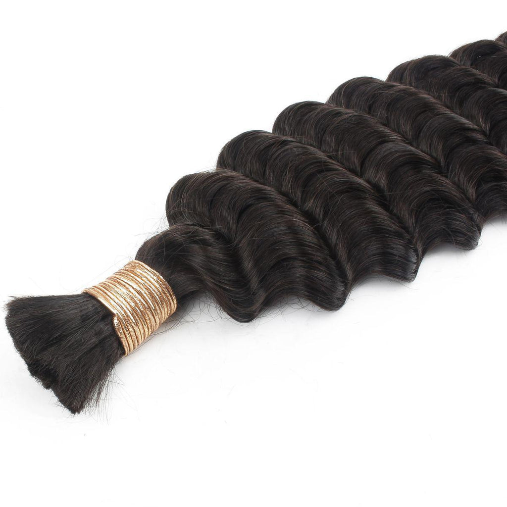 Deep Wave Bulk 100% Human Braiding Hair by Private Label