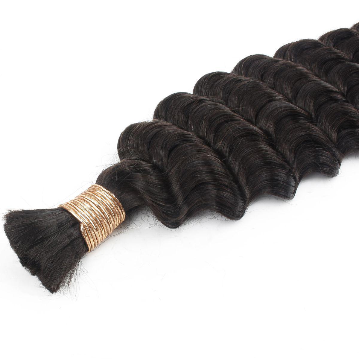 Deep Wave Bulk 100% Human Braiding Hair by Private Label