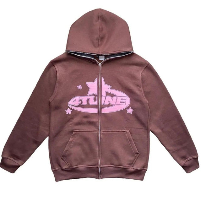 Star Printed Zip Up Hoodies by Ovriluxe Enterprises llc