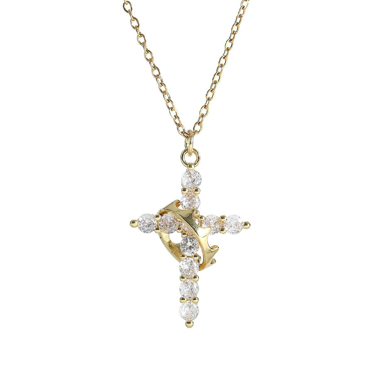 Crown Cross Necklace by Ovriluxe Enterprises llc