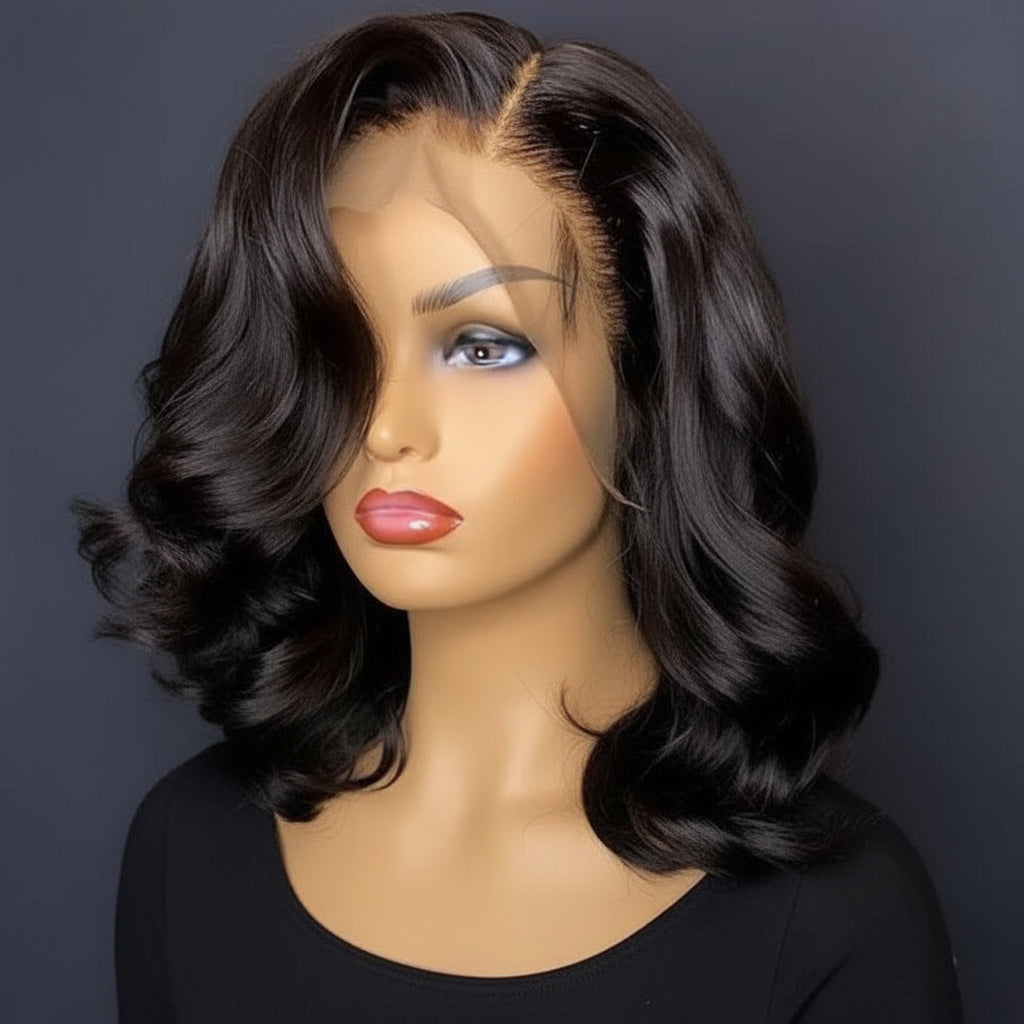 Highlight Wig Human Hair Wigs Short Bob Wig For Black Women T Part Brazilian Pre Plucked With Baby Hair Body Wave Lace Front Wigs For Black Women Cosplay Wigs For Women by Stevvex